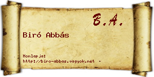 Biró Abbás névjegykártya